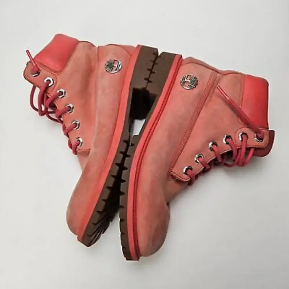 Timberland Work Boot Women's 39.5 8.5 Coral Leather‎ Lace Up Casual